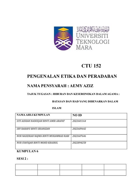 Ctu Assignment Ctu Pengenalan Etika Dan Peradaban Nama