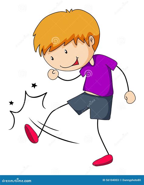 Boy Doing Kicking Action Cartoon Vector 59710533