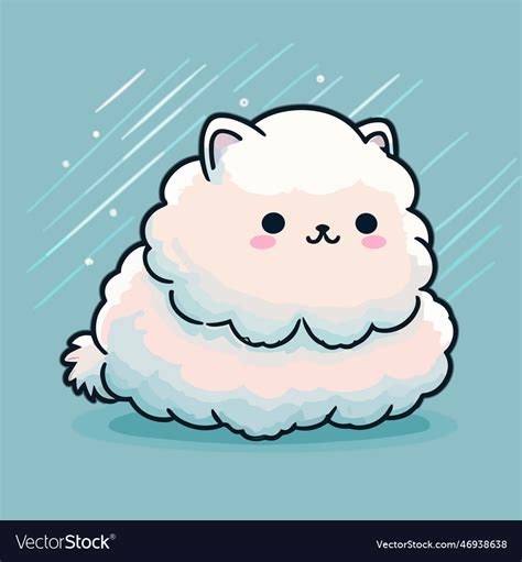 Cute cartoon cat of a white fluffy Royalty Free Vector Image