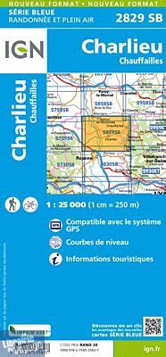 I G N Carte au 1 25 000ème Série bleue 2829 SB Charlieu