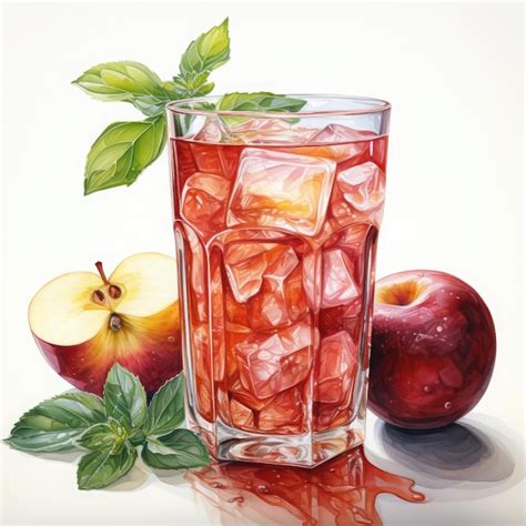 Premium Photo Watercolor Apple Juice Clipart Illustration Generative Ai