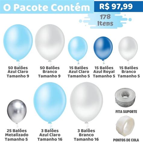 Kit Arco Desconstruído Fita Fácil Balões Chá de bebe Azul no Elo7