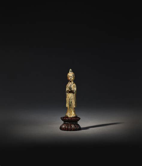 A Gilt Bronze Figure Of A Buddhist Devotee Tang Dynasty 唐 鎏金銅供養人立像