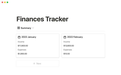 Finances Tracker Notion Template