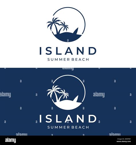 Summer Vacation Creative Logo On The Beach With Symbols Of Waves Palm