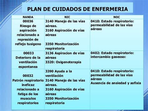 Ejemplos De Plan De Cuidados De Enfermeria Nanda Nic Noc Opciones De