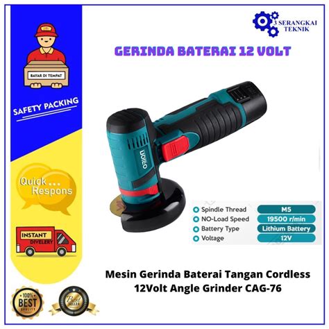 Jual Mesin Gerinda Baterai Tangan 12 Volt Cordless Angle Grinder CAG 76