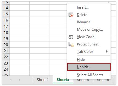 Excel Unhide Worksheets