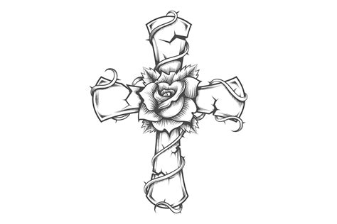 Crosses With Roses Designs For Tattoos