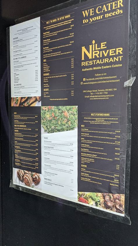 Menu At Nile River Restaurant Toronto Toronto