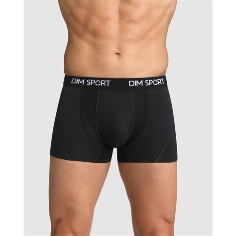 Lot De Boxers Maintien Fort Coton Stretch Dim Noir Sport Dim