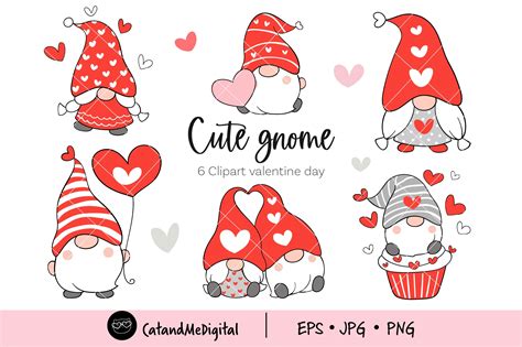 Valentine Gnome Clipart Graphic By Catandme · Creative Fabrica