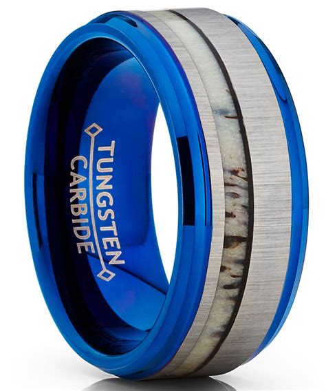 Ringwright Co Men S Tungsten Carbide Blue Wedding Band Ring Real