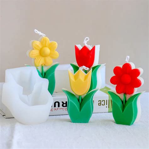 New Tulip Flower Shape Candle Silicone Mold Diy Handmade Soap