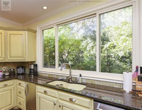 Large Sliding Window In Stylish Kitchen Renewal By Andersen GA