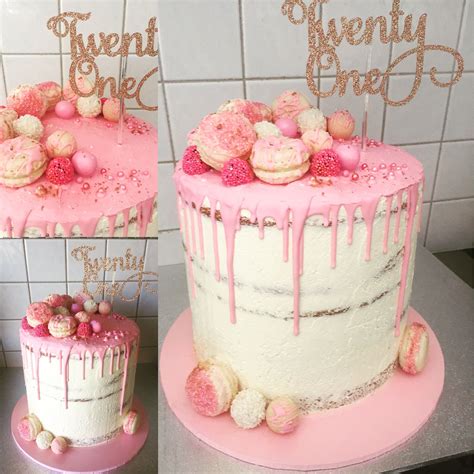 Pretty In Pink 21st Drip Cake Birthday Cake Decorating 21st Cake