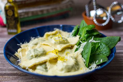 Home Made Spinach Cream Cheese Ravioli With Lemon Butter Sauce Butter