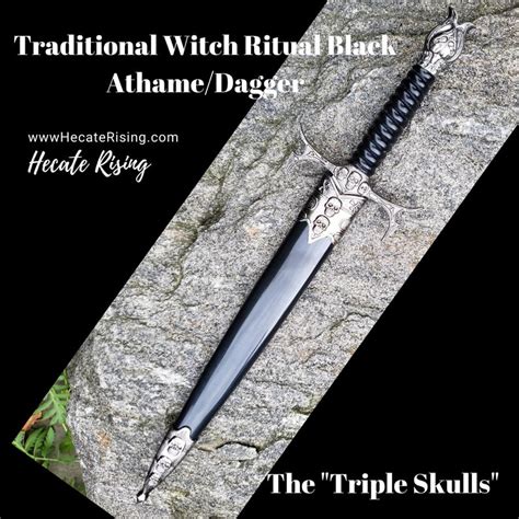 Traditional Witch Ritual Black Athame Dagger Etsy