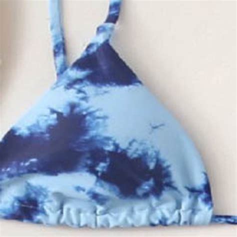 Tie Dye Bikini Set With Strappy Top Sexy High Cut Two Piece Swimsuit For Women Neck Beachwear