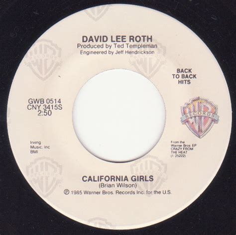 David Lee Roth California Girls Just A Gigolo Vinyl Rpm