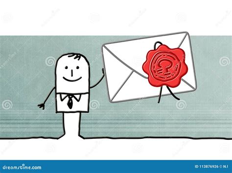 Cartoon Businessman with Confidential Envelope Stock Illustration - Illustration of line ...