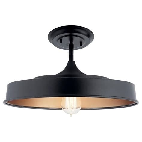 Kichler Elias 16 In Black Mid Century Semi Flush Mount Light In The Flush Mount Lighting