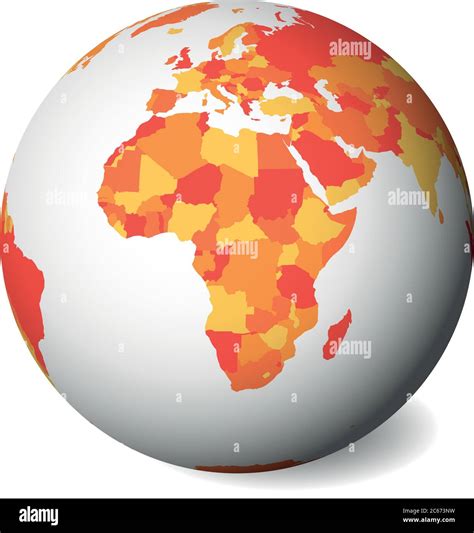 Blank Political Map Of Africa 3D Earth Globe With Orange Map Vector