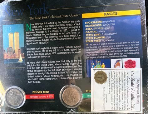 New York Colorized State Quarter Coins In Orig Collector S Pkg