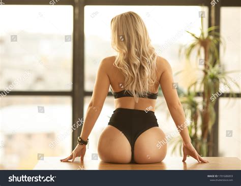 Sexy Blond Woman Black Lingerie Stock Photo 1701686893 Shutterstock