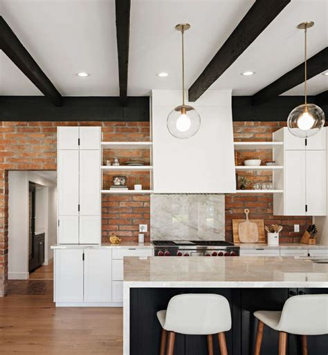 Ideas For White Kitchen Cabinets With Red Brick Backsplash