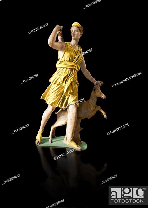 Painted Colour Verion Of Artemis And A Deer Known As Diana Of