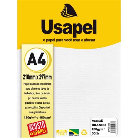 Papel Verg A G Folhas Branco Usapel Papelaria Criativa