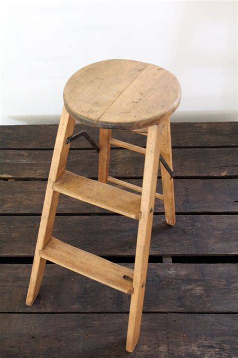 Antique Wood Stool Jrg Ladder Stool Etsy