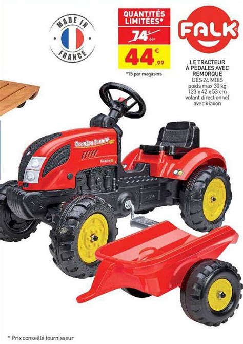 Promo Le Tracteur P Dales Avec Remorque Falk Chez Stokomani