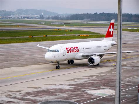 Swiss International Airlines Plane Taxiing At Zurich Airport Editorial