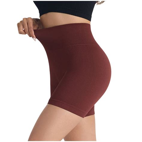 WEIYLL Yoga Womans Shorts Sexy High Waist Booty Stretch Workout Exercise Hot Coffee Pants L