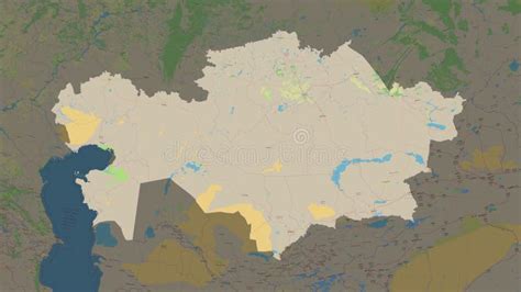 Kazakhstan Highlighted Topo Standard Stock Illustration Illustration