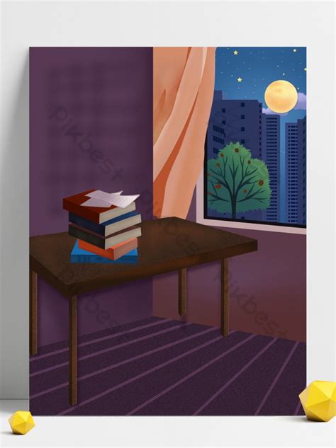 Cartoon Home Children Study Room Illustration Background | PSD ...