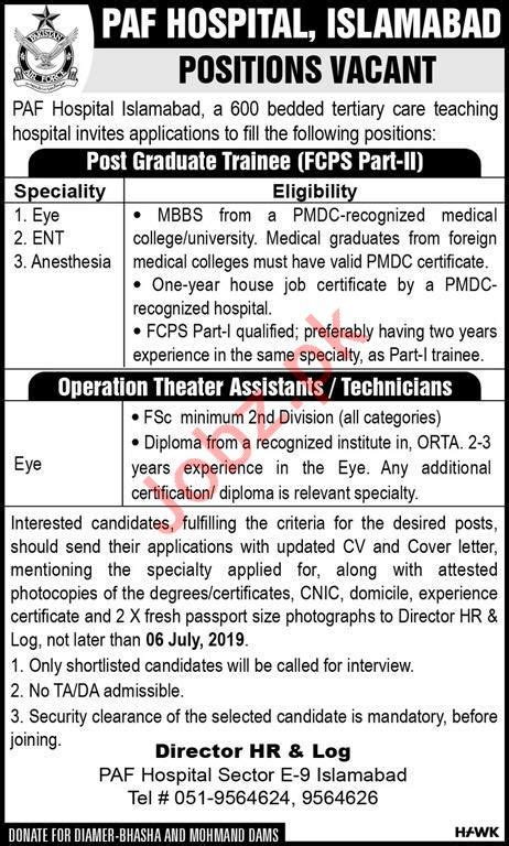 Pakistan Air Force Paf Hospital Jobs 2019 In Islamabad 2023 Job