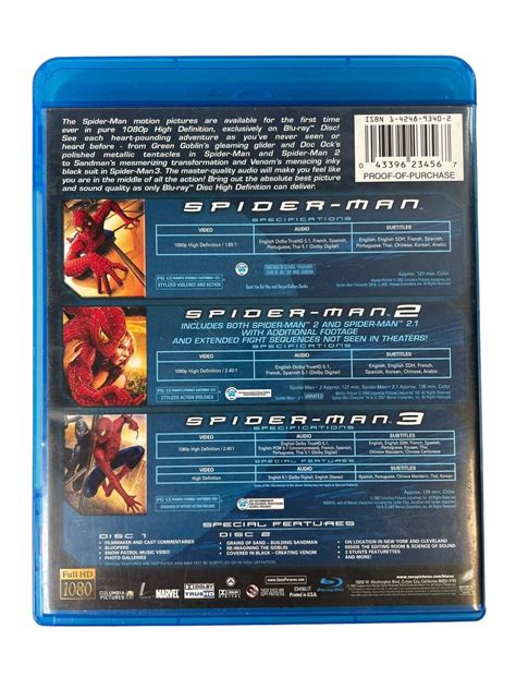 Spider Man 1 2 3 High Definition Trilogy Blu Ray Disc 2007 Complete