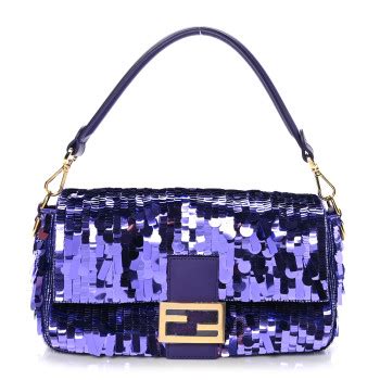 FENDI Sequin Paillettes Shiny Nappa Sex And The City Baguette Viola