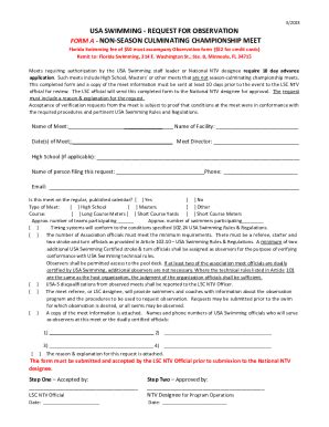 Fillable Online Usa Swimming Request For Observation Form A Fax Email