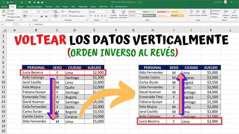 Como Voltear Los Datos Verticalmente Orden Inverso Al Rev S En Excel