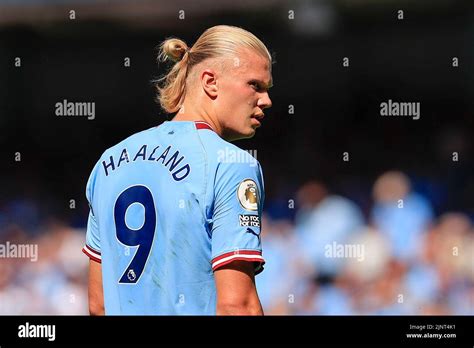 Erling Haaland 9 Of Manchester City In Action During The Game Stock