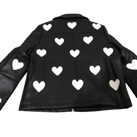 Heart Patch Women Genuine Leather Jacket