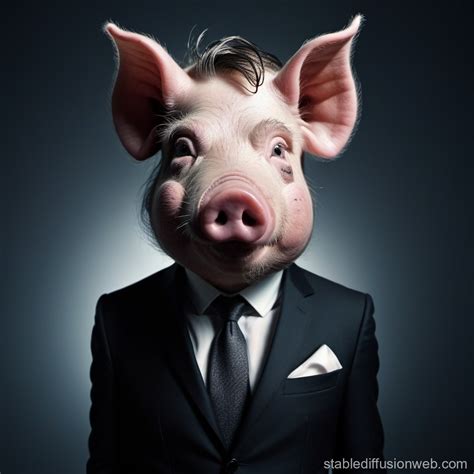 Suited Man-Pig Hybrid in Surreal Lighting | Stable Diffusion Online