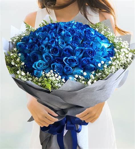 Hb 996 Bueno Surprise 99 Blue Roses Bouquet Singapore Florist