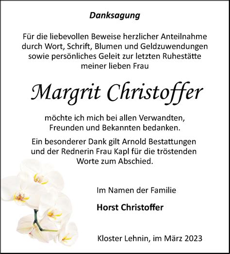 Traueranzeigen Von Margrit Christoffer M Rkische Onlinezeitung