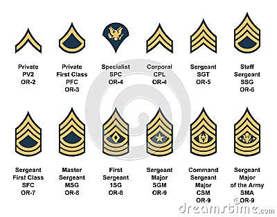 army enlisted rank insignia cartoon vector cartoondealercom