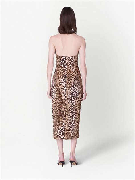 Carolina Herrera Leopard Print Halterneck Dress Brown Farfetch